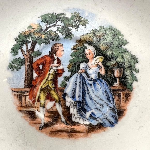 Homer Laughlin Georgian Eggshell Courting Couple Demitasse Cup and Saucer 22K Go - Picture 8 of 9